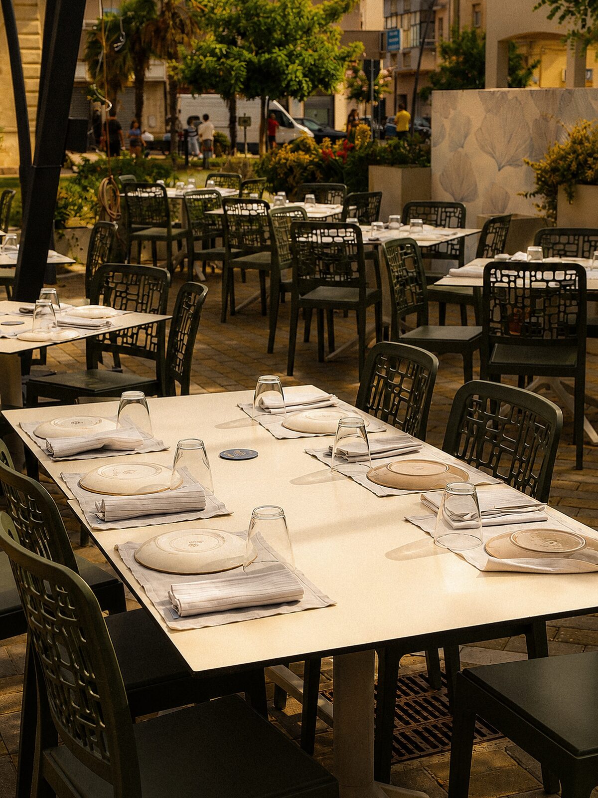 The terrace in the evening